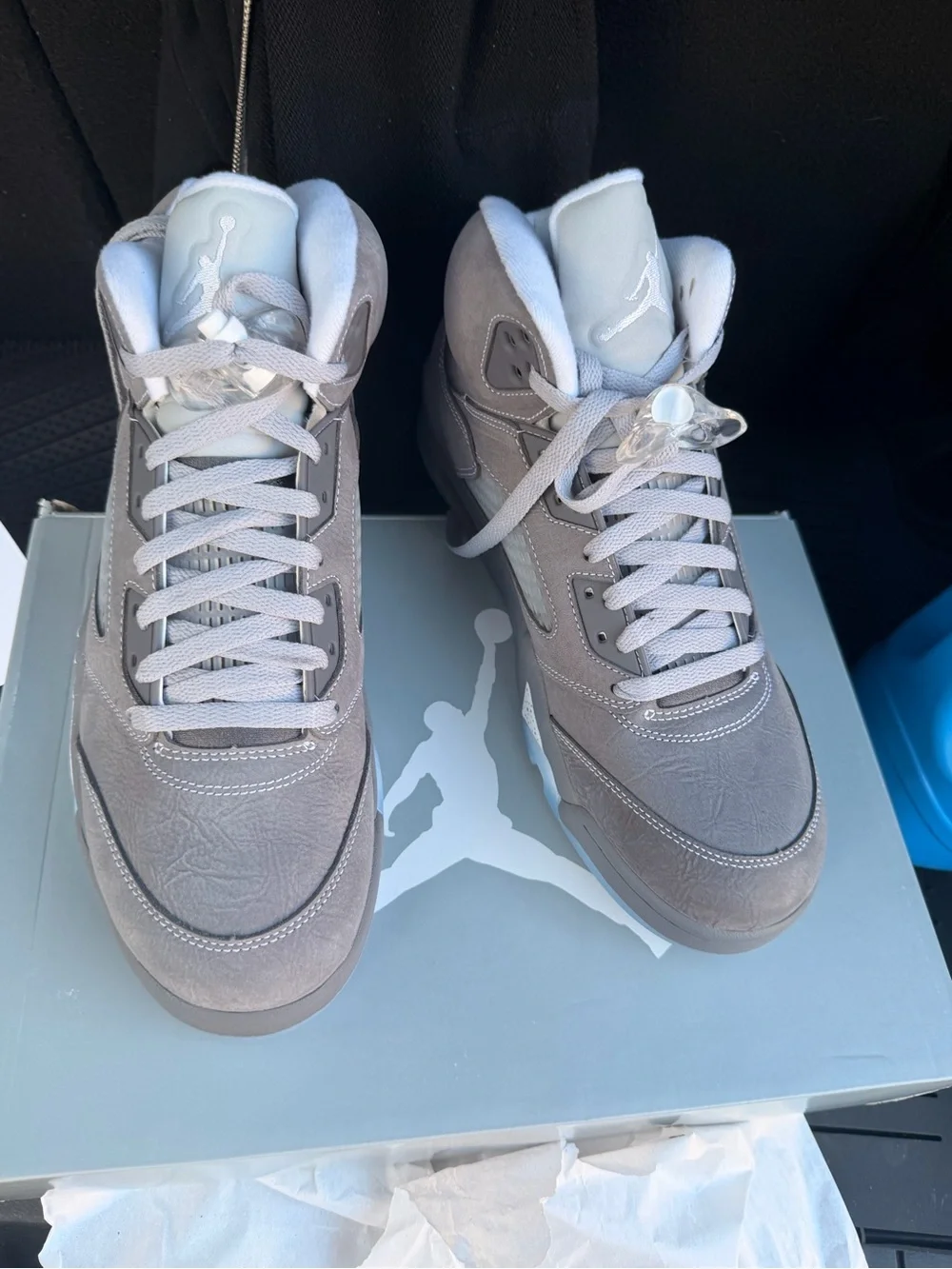 Air Jordan 5 Retro High Top Sneakers Wolf Grey